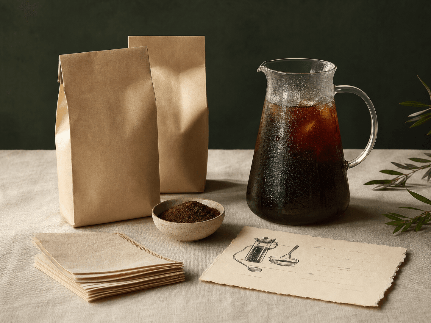 Cold Brew Starter Kit — Coarse cold-brew blend, filter bags and a recipe card.