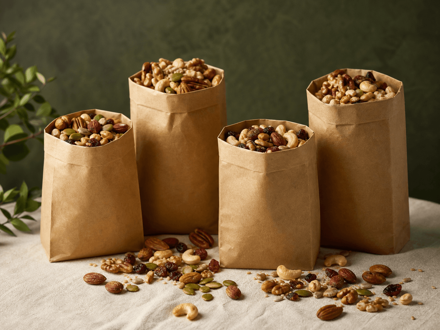 Trail & Nut Mix Set — Four roasted nut and seed mixes with clear allergen labelling.
